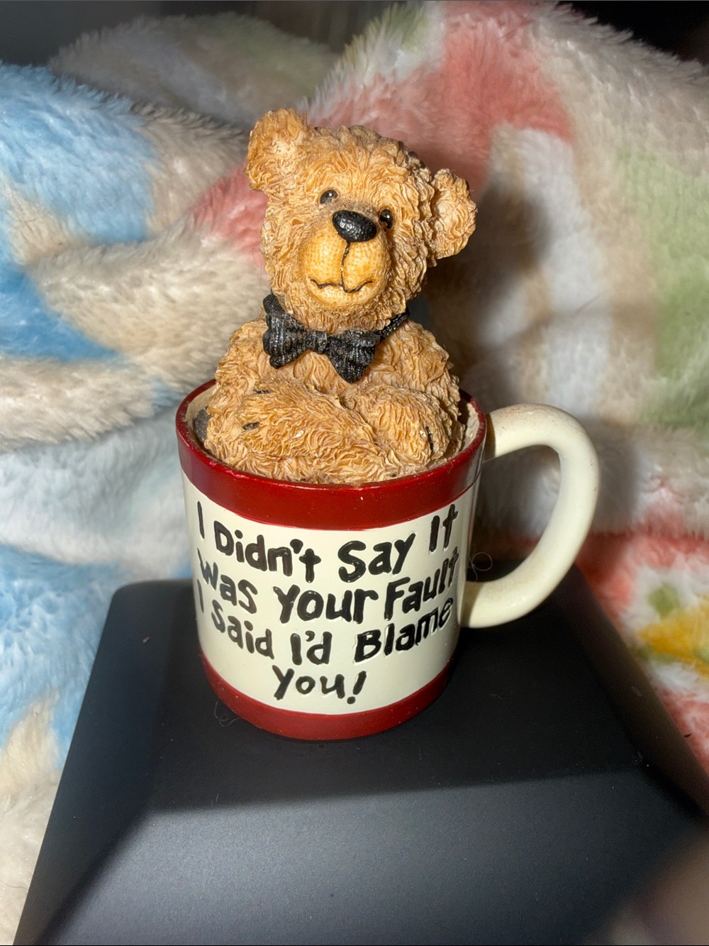 BOYDS BEARS Brown Teddy Bear in Red & Cream Novelty Mug